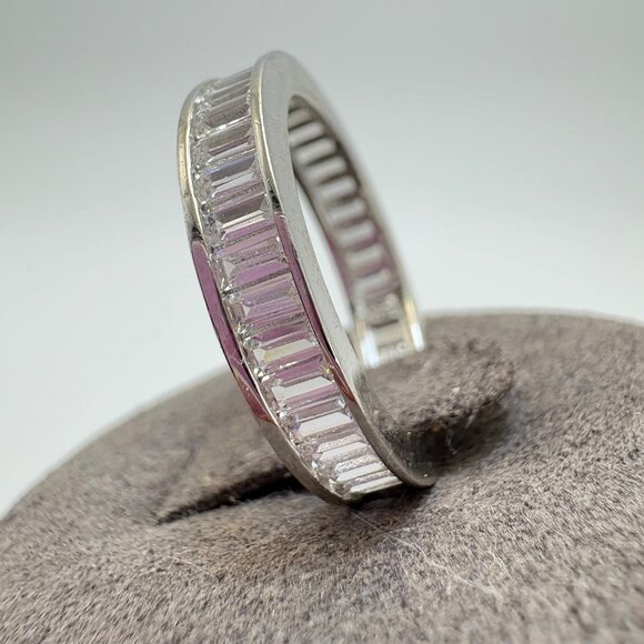 VTG Solid Sterling Silver 925 Cubic Zirconia Channel Set Band Ring Size 6.75 - Picture 5 of 10